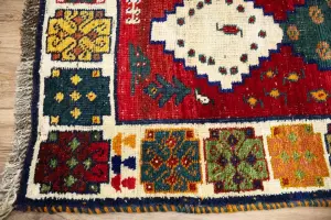 3'7x6'3 Hand Knotted Tribal Geoemetric Oriental Wool Rug