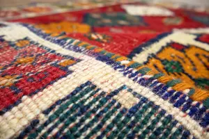 3'7x6'3 Hand Knotted Tribal Geoemetric Oriental Wool Rug