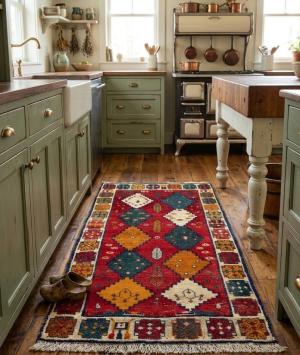 3'7x6'3 Hand Knotted Tribal Geoemetric Oriental Wool Rug