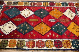 3'7x6'3 Hand Knotted Tribal Geoemetric Oriental Wool Rug