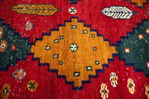 3'7x6'3 Hand Knotted Tribal Geoemetric Oriental Wool Rug