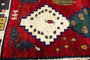 3'7x6'3 Hand Knotted Tribal Geoemetric Oriental Wool Rug