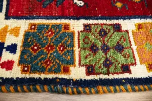 3'7x6'3 Hand Knotted Tribal Geoemetric Oriental Wool Rug