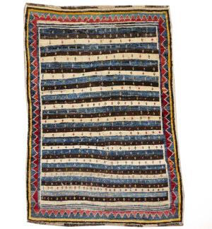 3'5x4'8 Hand Knotted Tribal Stripped Oriental Wool Rug