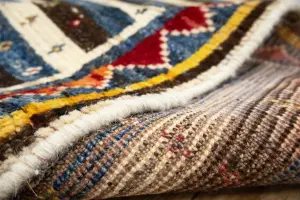 3'5x4'8 Hand Knotted Tribal Stripped Oriental Wool Rug