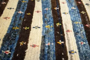 3'5x4'8 Hand Knotted Tribal Stripped Oriental Wool Rug