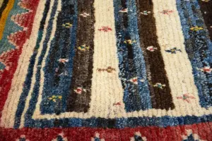 3'5x4'8 Hand Knotted Tribal Stripped Oriental Wool Rug