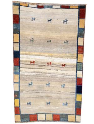 4'0x6'8 Hand Knotted Tribal Pictorial Oriental Wool Rug