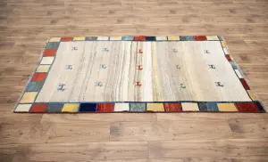 4'0x6'8 Hand Knotted Tribal Pictorial Oriental Wool Rug