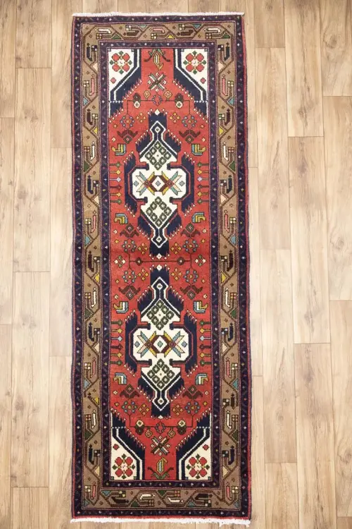 2'6x7'3 Hand Knotted Tribal Oriental Wool Runner Rug