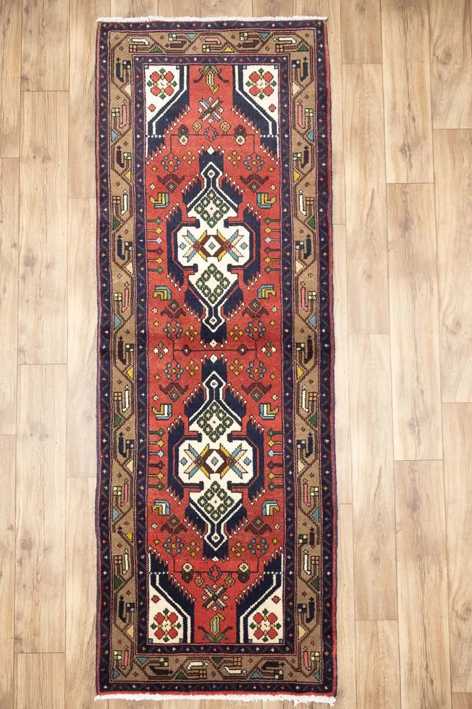 2'6x7'3 Hand Knotted Tribal Oriental Wool Runner Rug - Image 1