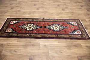 2'6x7'3 Hand Knotted Tribal Oriental Wool Runner Rug