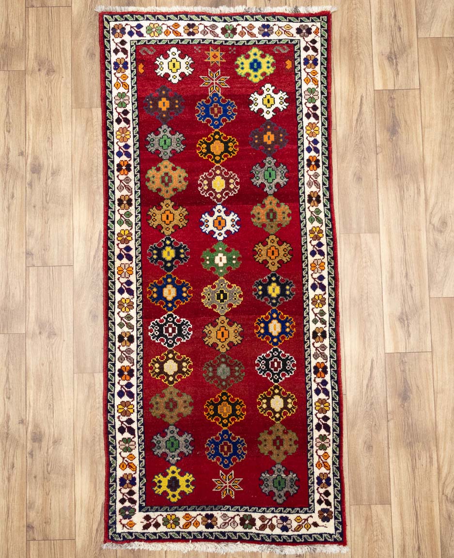 2'7x5'11 Hand Knotted Floral Tribal Oriental Wool Runner Rug - Image 1