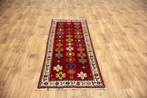 2'7x5'11 Hand Knotted Floral Tribal Oriental Wool Runner Rug