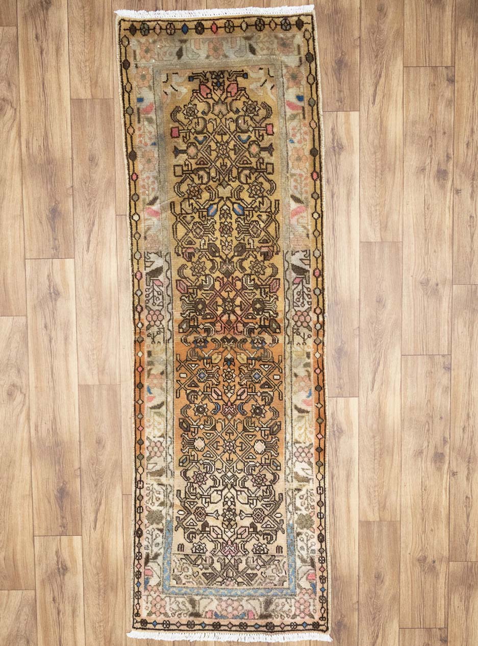 2'1x6'7 Hand Knotted Geometric Tribal Oriental Wool Runner Rug - Image 1