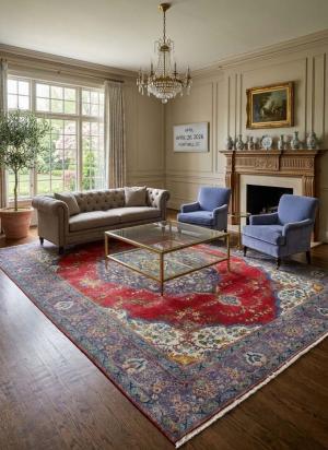 9'3x13'0 Hand Knotted Floral Classic Oriental Wool Rug