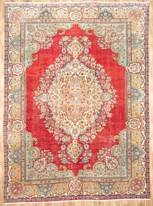 9'10x13'1 Hand Knotted Muted Floral Classic Oriental Wool Rug