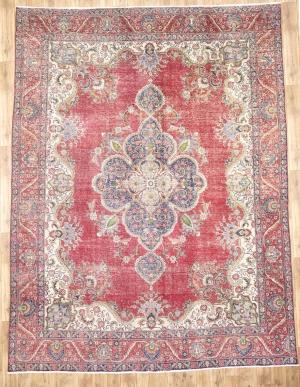 9'7x12'7 Hand Knotted Muted Floral Classic Oriental Wool Rug