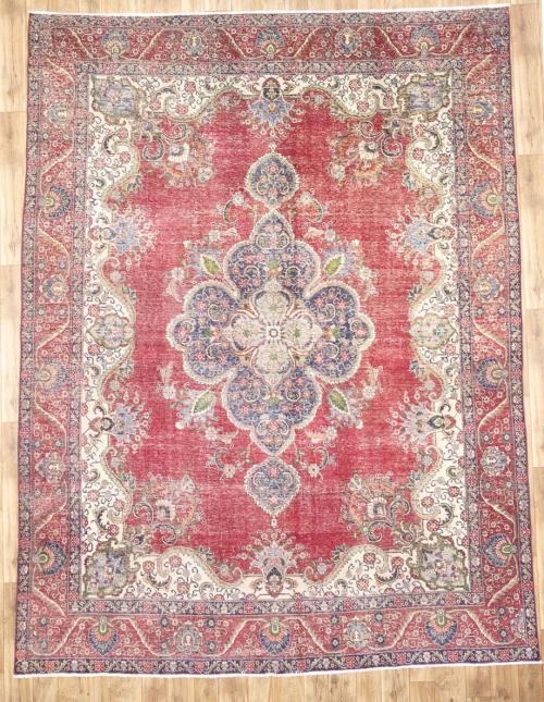 9'7x12'7 Hand Knotted Muted Floral Classic Oriental Wool Rug