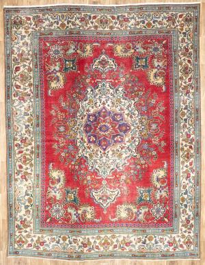 10'0x12'9 Hand Knotted Muted Floral Classic Oriental Wool Rug