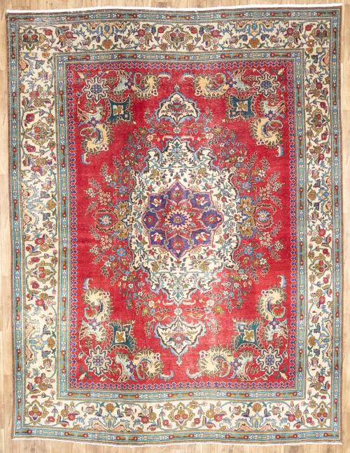 10'0x12'9 Hand Knotted Muted Floral Classic Oriental Wool Rug