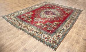10'0x12'9 Hand Knotted Muted Floral Classic Oriental Wool Rug