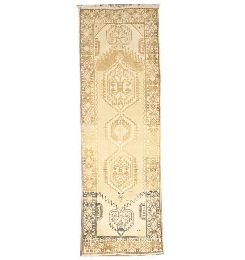 3'2x10'0 Hand Knotted Floral Oriental Wool Runner Rug