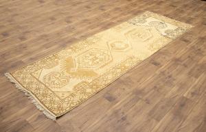 3'2x10'0 Hand Knotted Floral Oriental Wool Runner Rug