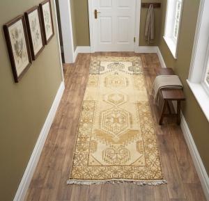 3'2x10'0 Hand Knotted Floral Oriental Wool Runner Rug