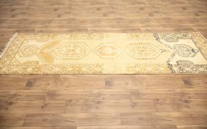3'2x10'0 Hand Knotted Floral Oriental Wool Runner Rug