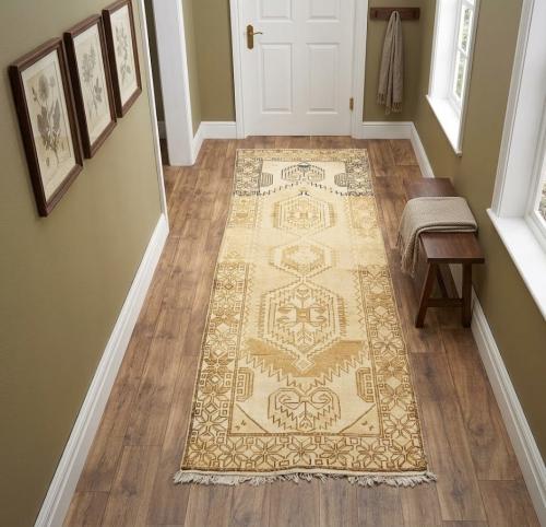3'2x10'0 Hand Knotted Floral Oriental Wool Runner Rug