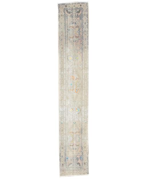 1'7x9'1 Hand Knotted Tribal Floral Oriental Wool Runner Rug