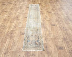 1'7x9'1 Hand Knotted Tribal Floral Oriental Wool Runner Rug
