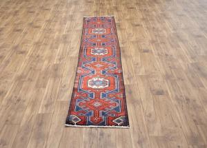 1'11x9'2 Hand Knotted Tribal Geometric Oriental Wool Runner Rug