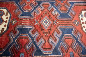 1'11x9'2 Hand Knotted Tribal Geometric Oriental Wool Runner Rug