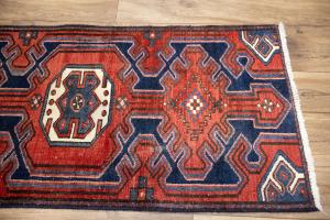 1'11x9'2 Hand Knotted Tribal Geometric Oriental Wool Runner Rug