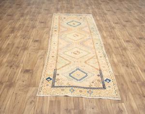 3'5x9'7 Hand Knotted Tribal Geometric Oriental Wool Runner Rug