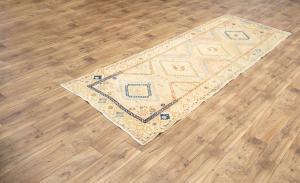 3'5x9'7 Hand Knotted Tribal Geometric Oriental Wool Runner Rug