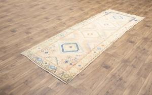 3'5x9'7 Hand Knotted Tribal Geometric Oriental Wool Runner Rug