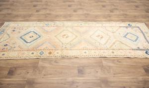 3'5x9'7 Hand Knotted Tribal Geometric Oriental Wool Runner Rug