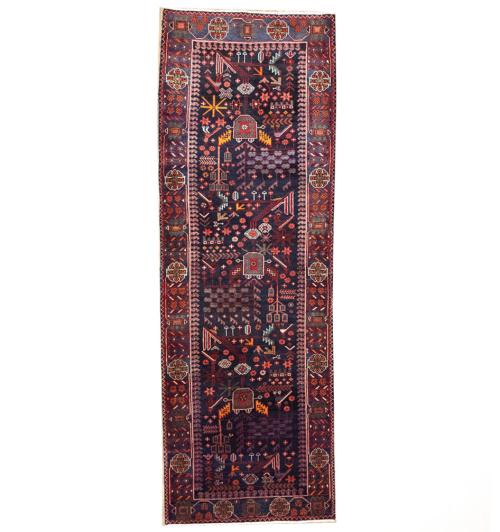 3'4x9'11 Hand Knotted Tribal Geometric Oriental Wool Runner Rug
