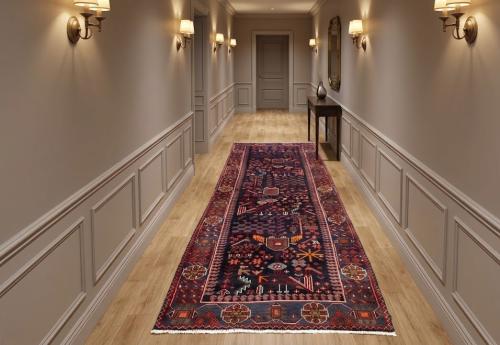 3'4x9'11 Hand Knotted Tribal Geometric Oriental Wool Runner Rug