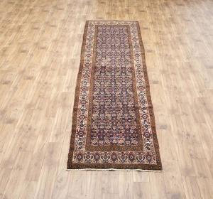 3'7x12'3 Hand Knotted Floral Tribal Oriental Wool Runner Rug