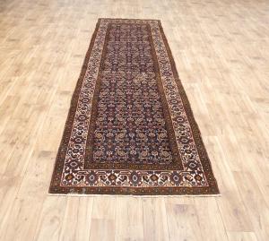 3'7x12'3 Hand Knotted Floral Tribal Oriental Wool Runner Rug