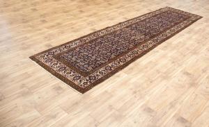 3'7x12'3 Hand Knotted Floral Tribal Oriental Wool Runner Rug