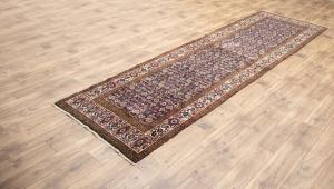 3'7x12'3 Hand Knotted Floral Tribal Oriental Wool Runner Rug