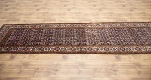 3'7x12'3 Hand Knotted Floral Tribal Oriental Wool Runner Rug