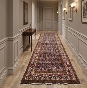 3'7x12'3 Hand Knotted Floral Tribal Oriental Wool Runner Rug