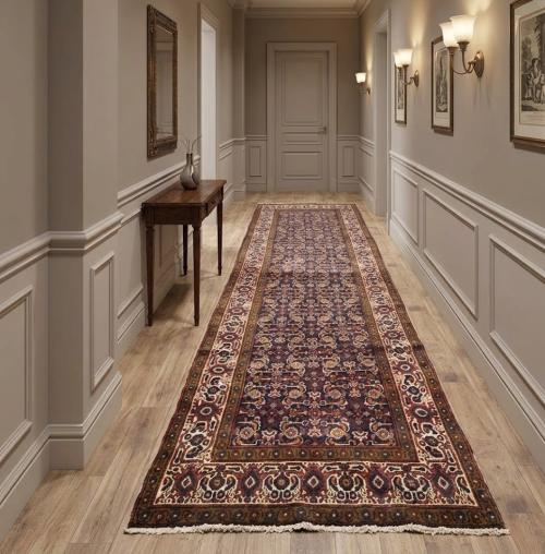 3'7x12'3 Hand Knotted Floral Tribal Oriental Wool Runner Rug