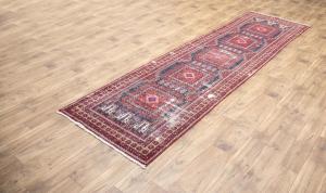3'4x11'9 Hand Knotted Geometric Oriental Wool Runner Rug
